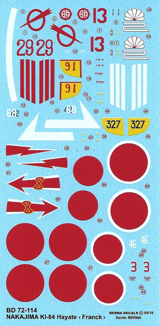 Berna Decals BER72114 1:72 Nakajima Ki-84 Hayate Decals