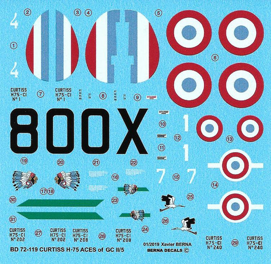 Berna Decals BER72119 1:72 Curtiss H-75