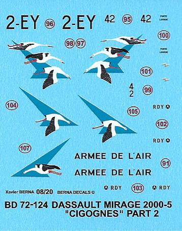 Berna Decals BER72124 1:72 Dassault_Mirage 2000-5F 'Cigognes'