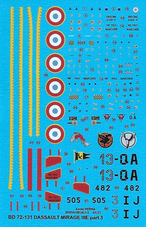 Berna Decals BER72131 1:72 Dassault_Mirage IIIE Armee de l'Air