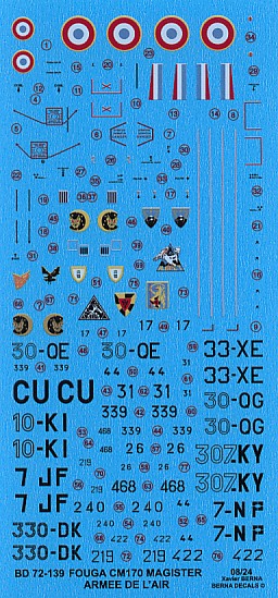 Berna Decals BER72139 1:72 Fouga CM170 Magister Armee de l'air: