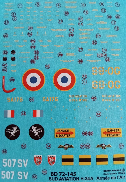 Berna Decals BER72145 1:72 Sud-Aviation H-34 A