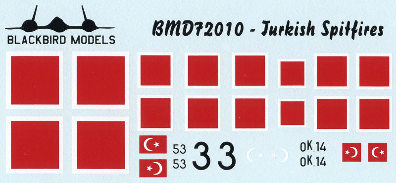 Blackbird BMD72010 1:72 Turkish Supermarine Spitfires