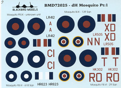 Blackbird Models BMD72025 1:72 de Havilland Mosquito Pt:1 PR.IX LR412