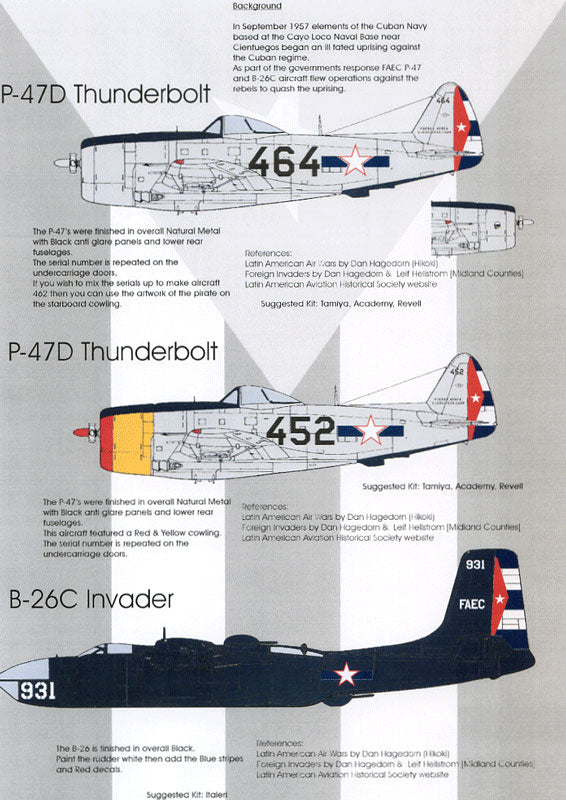 Blackbird BMD72031 1:72 957 Cuban Naval Revolt Decals