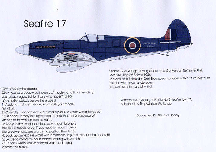 Blackbird BMD72034 1:72 Supermarine Seafires Pt:1 Decals