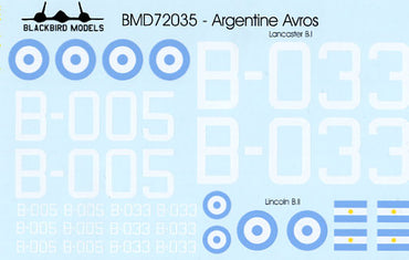 Blackbird BMD72035 1:72 Argentine Avros Lincoln & Lancaster