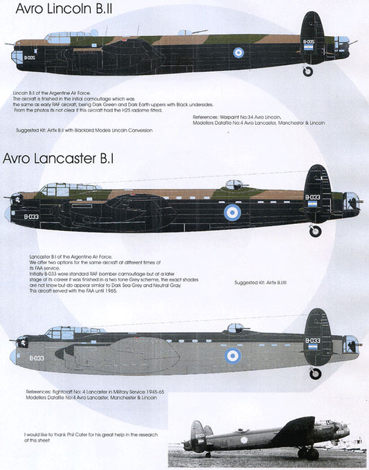Blackbird BMD72035 1:72 Argentine Avros Lincoln & Lancaster