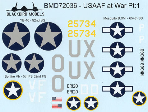 Blackbird BMD72036 1:72 USAAF at War Pt:1 B-17/Mosquito/Spitfire