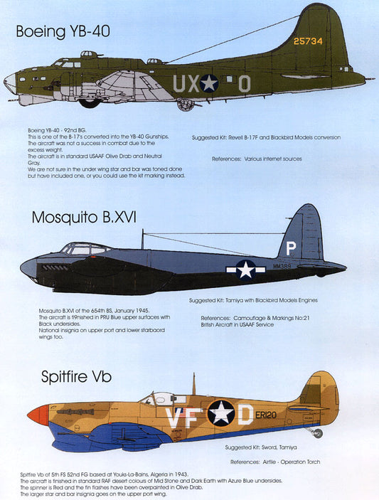 Blackbird BMD72036 1:72 USAAF at War Pt:1 B-17/Mosquito/Spitfire