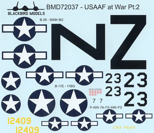 Blackbird BMD72037 1:72 USAAF at War Pt:2 B-29/B-17/P-40