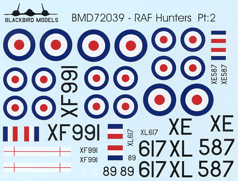 Blackbird BMD72039 1:72 RAF Hawker Hunters Pt:2 Decals
