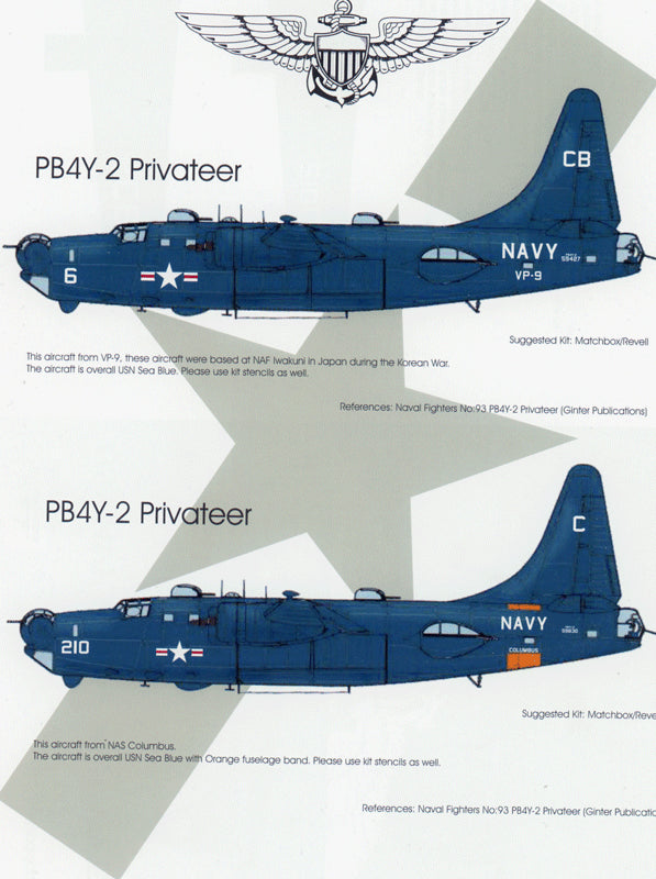 Blackbird BMD72049 1:72 US Navy Lockheed PB4Y-2 Privateers