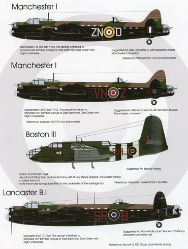 Blackbird BMD72050 1:72 RAF Bomber Command Pt:1 Decals