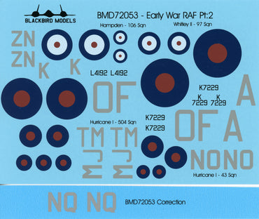Blackbird Models BMD72053 1:72 Early War RAF Pt:2