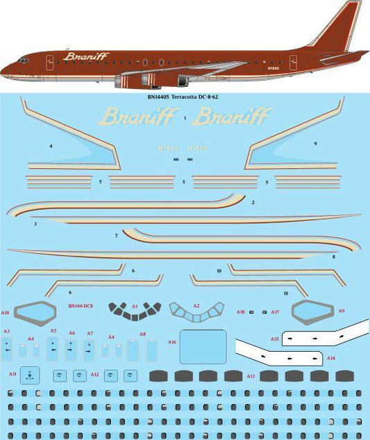 26 Decals BN14405 1:144 Ultra Terracotta Douglas DC-8-62 Screen printed decal