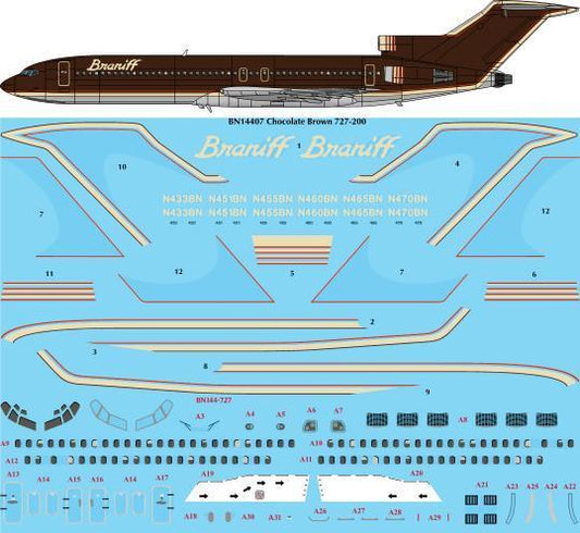 26 Decals BN14407 1:144 Ultra Chocolate Boeing 727-227 Screen printed decal