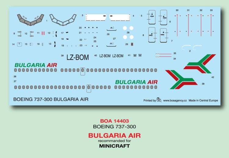 Boa Decals BOA14403 1:144 Boeing 737-300 BULGARIA AIR LZ-BOM