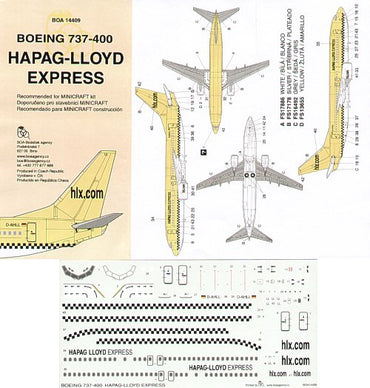 Boa Decals BOA14409 1:144 737-400 HAPAG-LLOYD EXPRESS D-AHLL yellow 2003 scheme