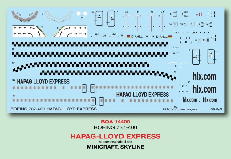 Boa Decals BOA14409 1:144 737-400 HAPAG-LLOYD EXPRESS D-AHLL yellow 2003 scheme