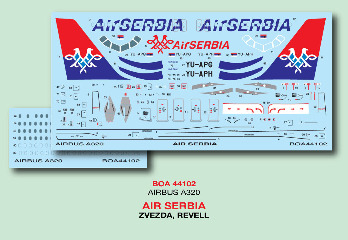 Boa Decals BOA144102 1:144 Airbus A320 Air Serbia
