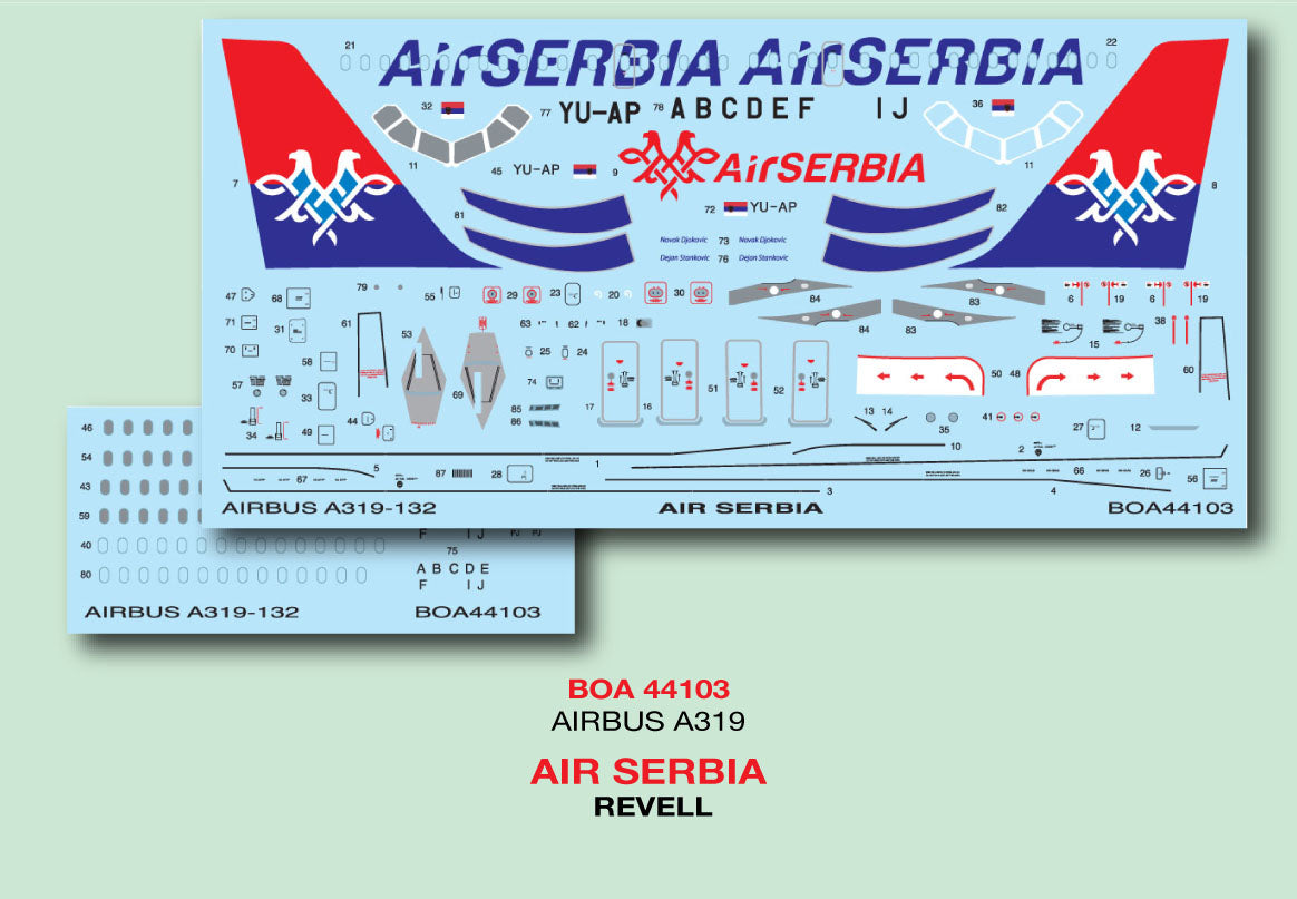 Boa Decals BOA144103 1:144 Airbus A319 Air Serbia