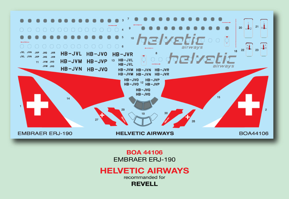 Boa Decals BOA144106 1:144 Embraer ERJ-190 Helvetic Airways