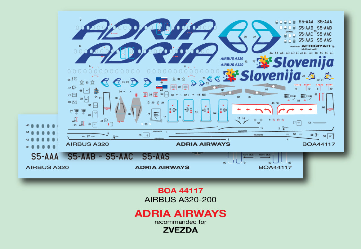 Boa Decals BOA144117 1:144 Airbus A320 ADRIA Airways
