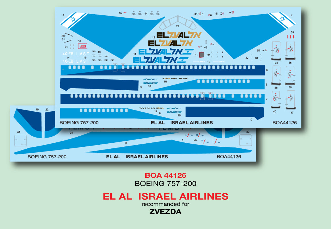 Boa Decals BOA144126 1:144 Boeing 757-200 El Al Livery