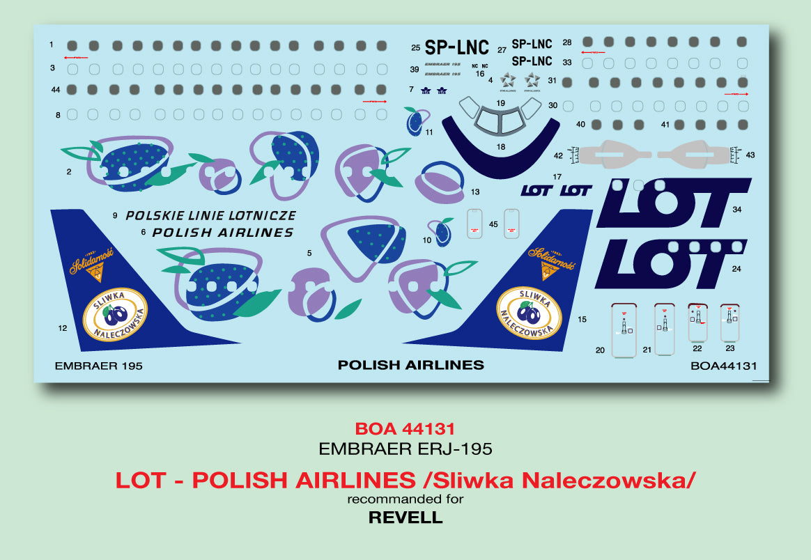 Boa Decals BOA144131 1:144 Embraer ERJ-195 LOT Polish Airlines