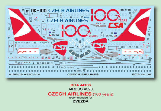 Boa Decals BOA144136 1:144 Airbus A-320 Czech Airlines Jubilee livery