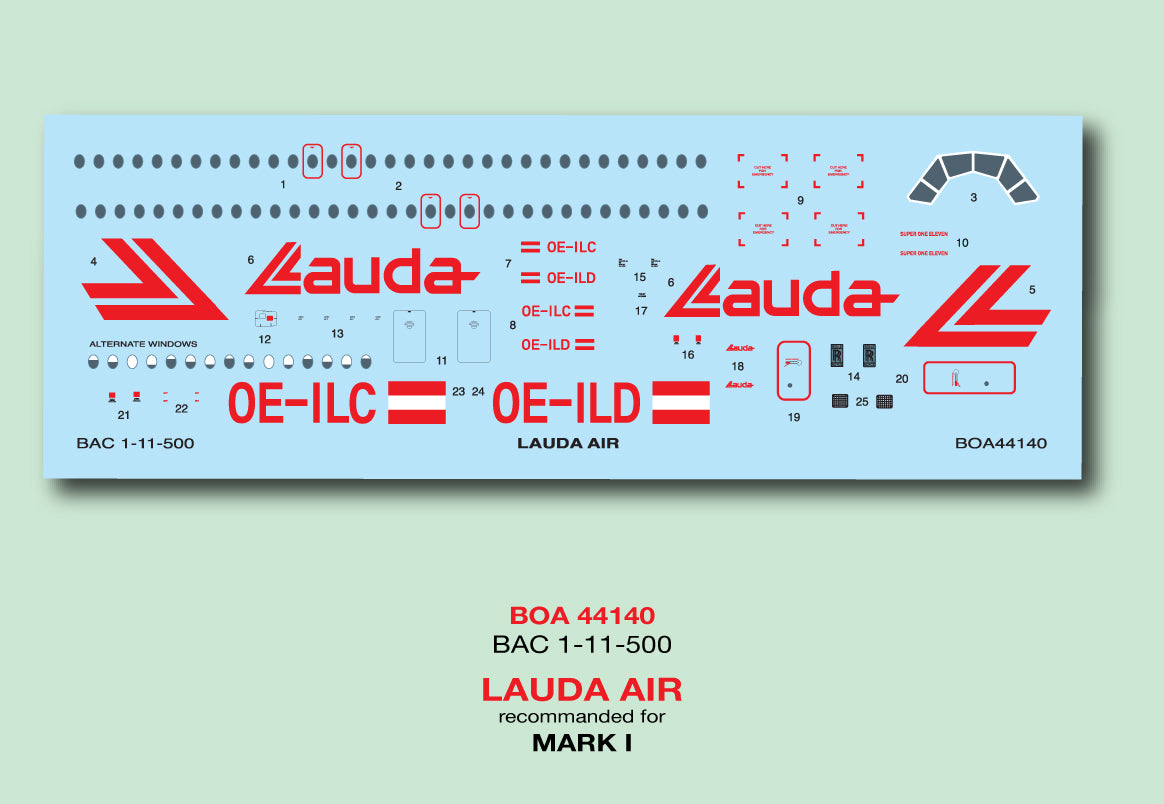 Boa Decals BOA144140 1:144 BAC 1-11-500 Lauda Air