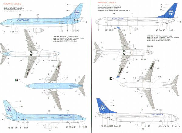 Boa Decals BOA14416 1:144 Boeing 737-800 FUTURA Air Lines 3 versions