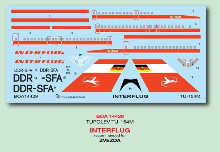 Boa Decals BOA14429 1:144 Tupolev Tu-154M INTERFLUG