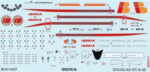 Boa Decals BOA14438 1:144 Douglas DC-9-32 Iberia Old Livery