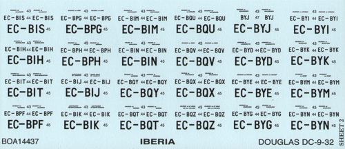 Boa Decals BOA14438 1:144 Douglas DC-9-32 Iberia Old Livery