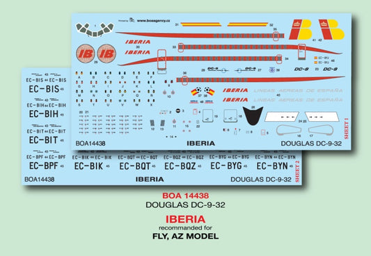 Boa Decals BOA14438 1:144 Douglas DC-9-32 Iberia Old Livery