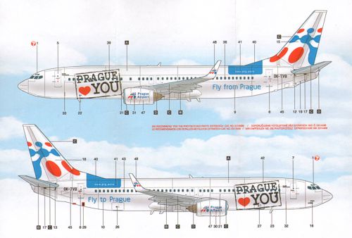 Boa Decals BOA14450 1:144 Boeing 737-800 TRAVEL SERVICE Fly from Prague OK-TVB