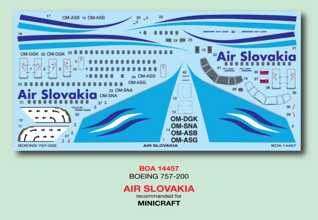Boa Decals BOA14457 1:144 Boeing 757-200 Air Slovakia