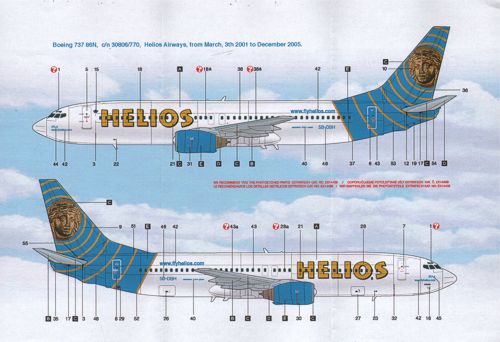 Boa Decals BOA14459 1:144 Boeing 737-800 HELIOS