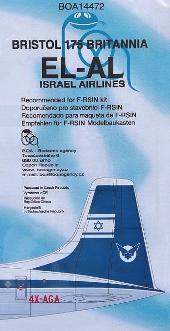 Boa Decals BOA14472 1:144 Bristol Britannia 175 EL AL Israel Airlines