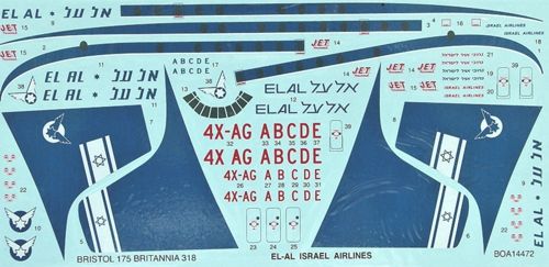 Boa Decals BOA14472 1:144 Bristol Britannia 175 EL AL Israel Airlines