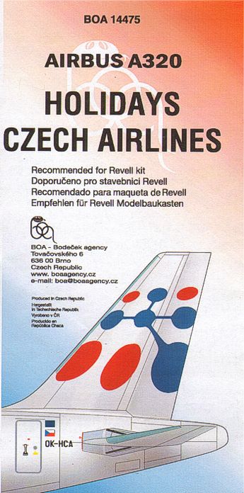Boa Decals BOA14475 1:144 Airbus A320 Holiday Czech Airlines