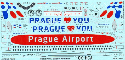 Boa Decals BOA14475 1:144 Airbus A320 Holiday Czech Airlines
