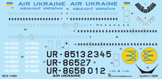 Boa Decals BOA14482 1:144 Ilyushin IL-62M AIR UKRAINE