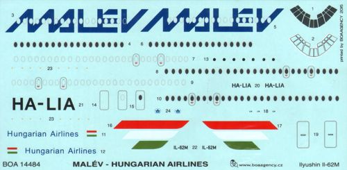 Boa Decals BOA14484 1:144 Ilyushin IL-62M Malev