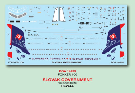 Boa Decals BOA14499 1:144 Fokker 100 Slovak Government