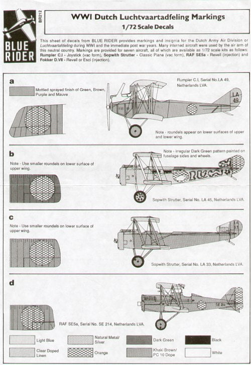 Blue Rider BR212 1:72 WWI Dutch