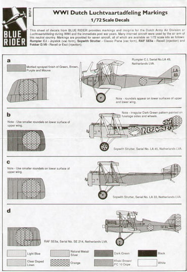 Blue Rider BR212 1:72 WWI Dutch