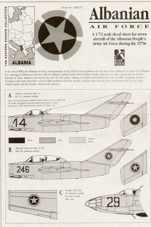 Blue Rider BR219 1:72 Albanian Air Force 1970s